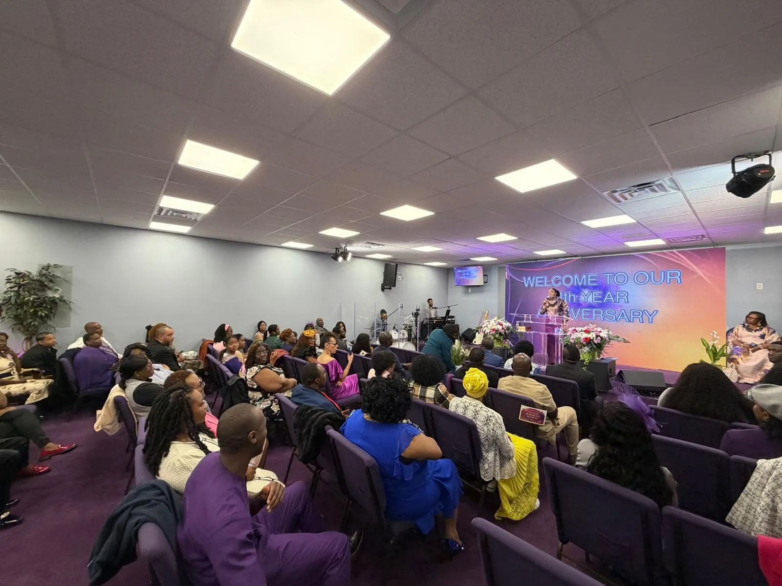 The congregation gathered on a Sunday morning